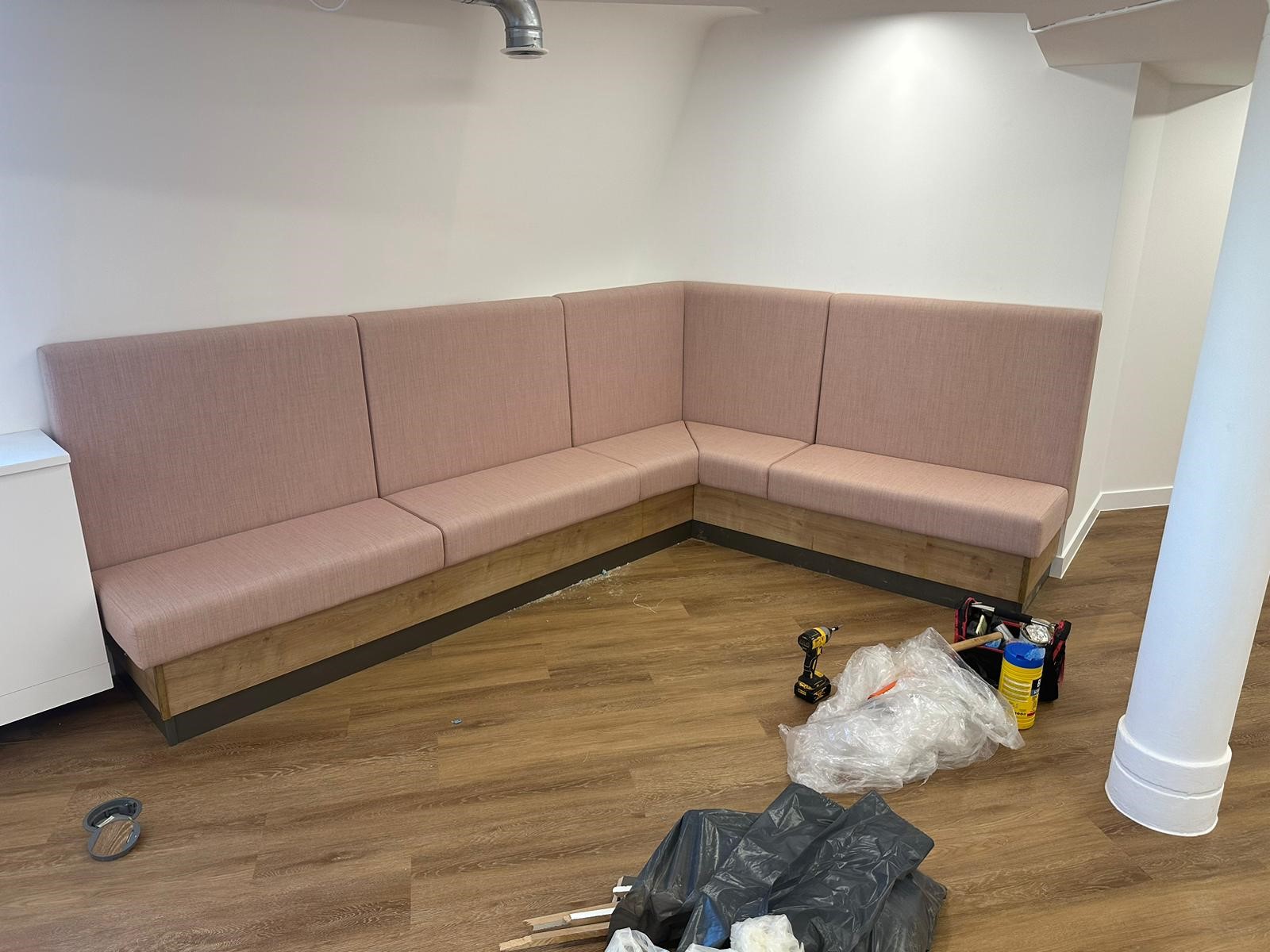 corner seating installed at a london office